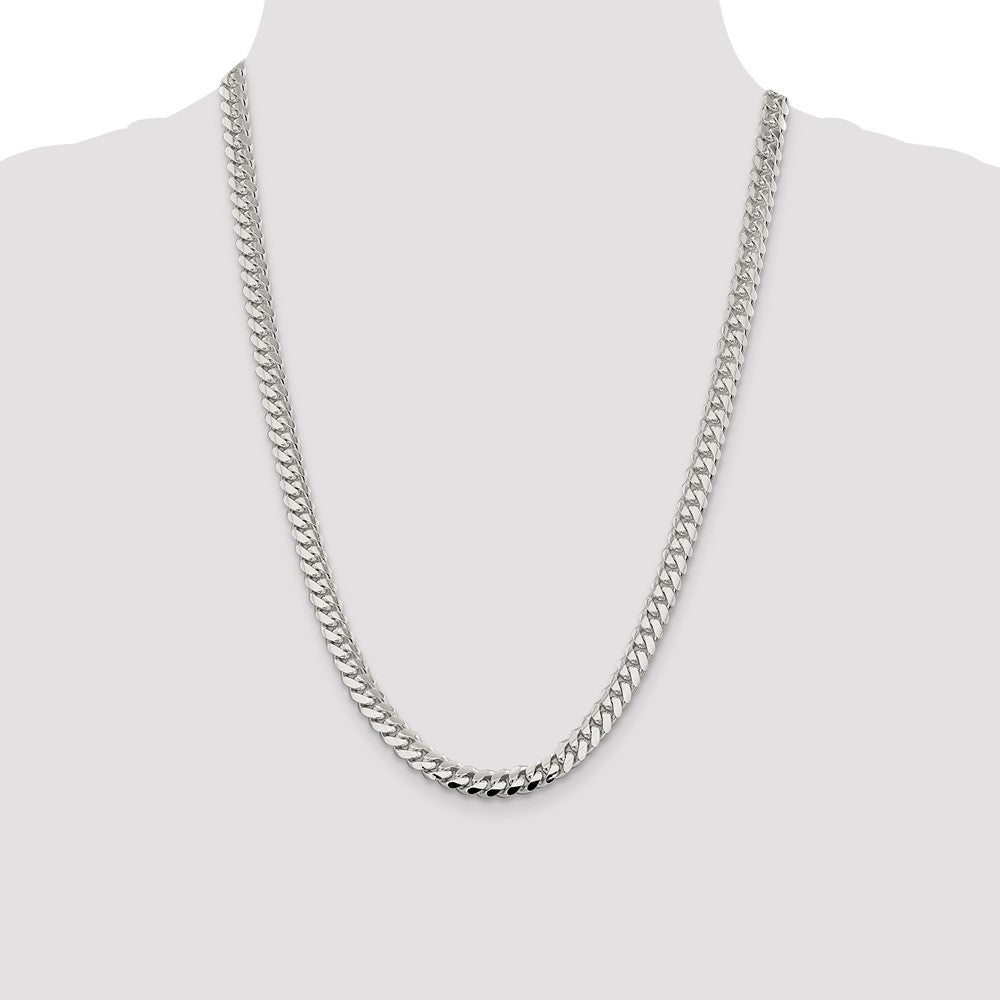 Sterling Silver 7.0mm Polished Domed Curb Chain 24 Inches