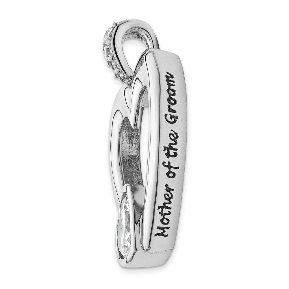 Sterling Silver CZ Antiqued Mother Of The Groom 18in. Necklace