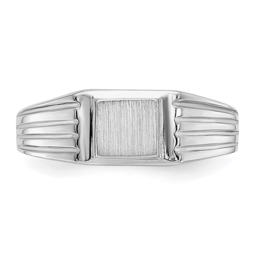 14k White Gold 5.25x5.0mm Childs Open Back Signet Ring Size 5.5