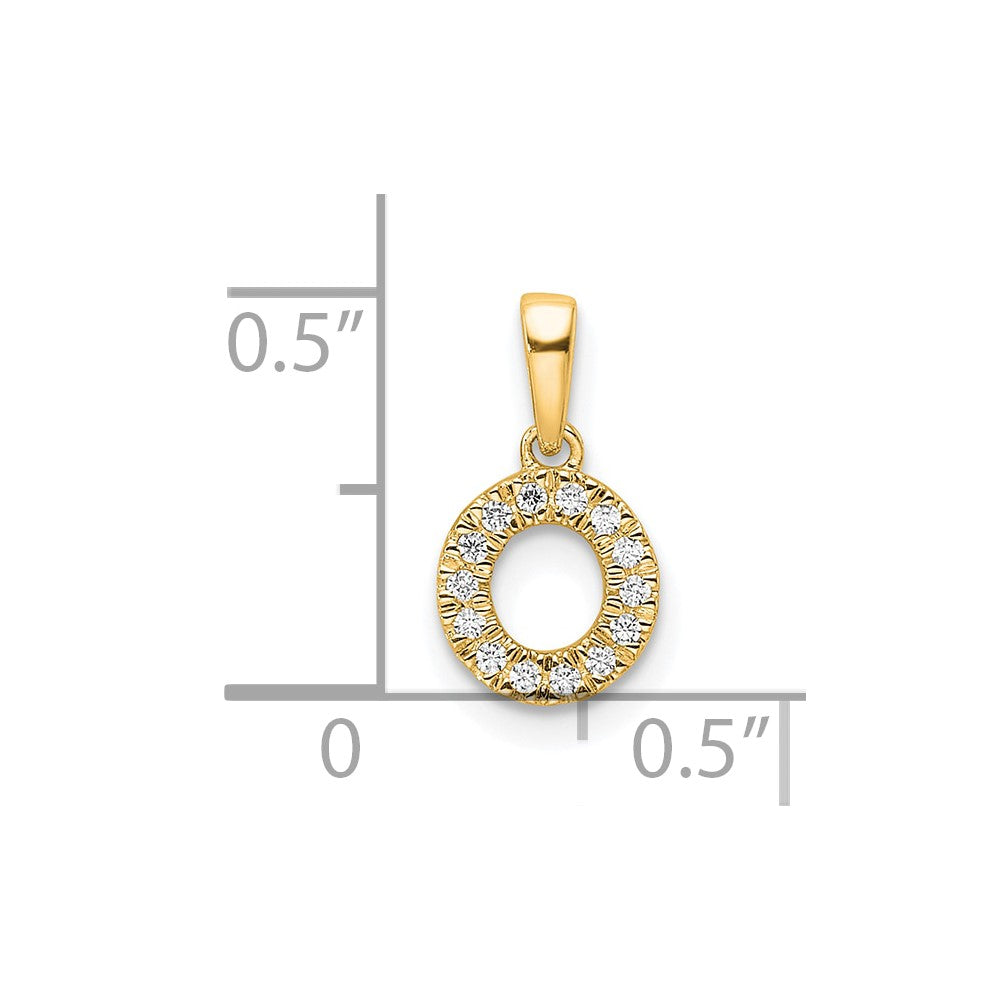 14K  Diamond Letter O Initial with Bail Pendant