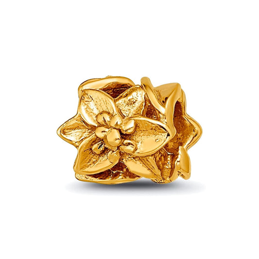 Sterling Silver Gold-plated Reflections Plumeria Floral Bead