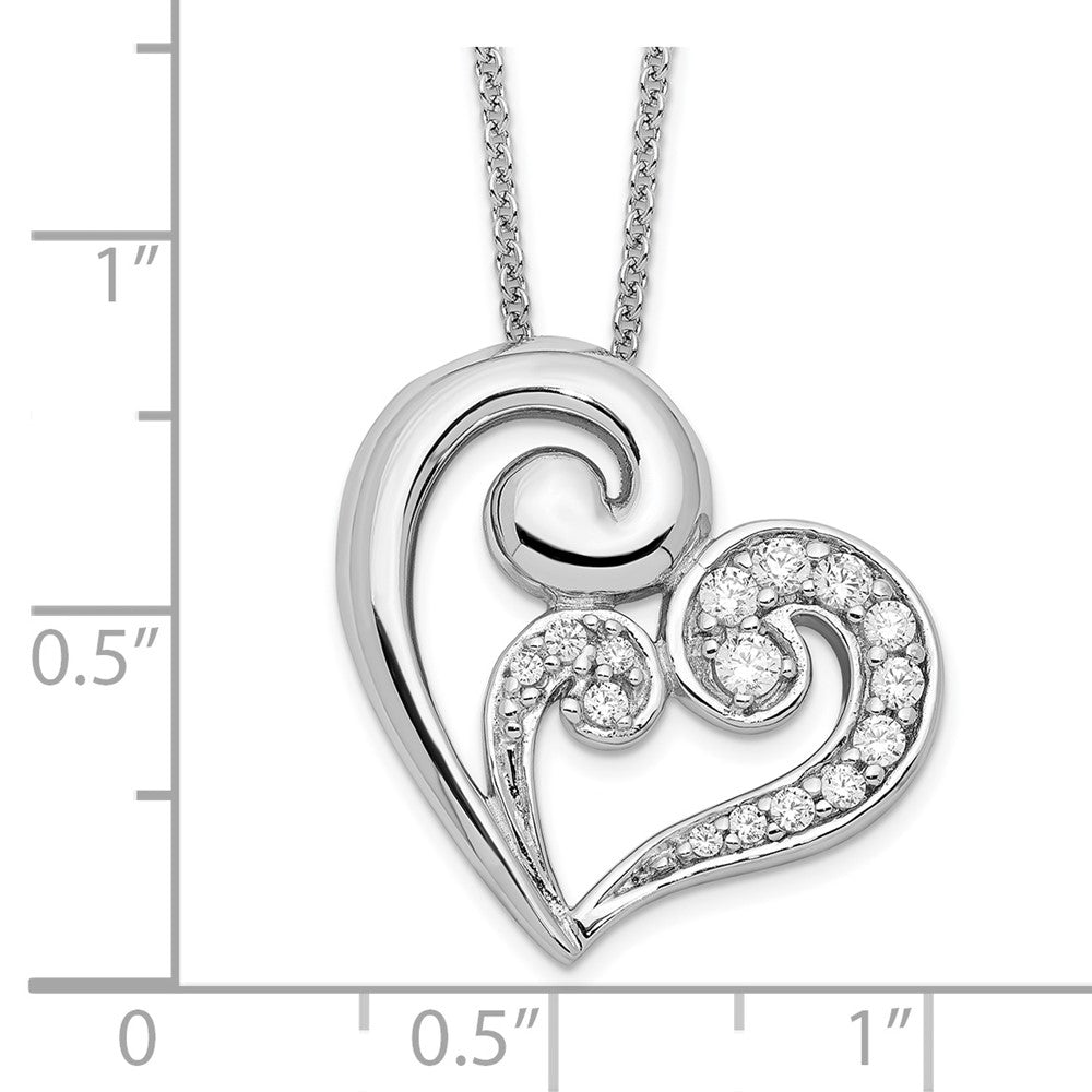 Sentimental Expressions Sterling Silver Rhodium-plated CZ A Mothers Journey 18in Heart Necklace 18 Inches