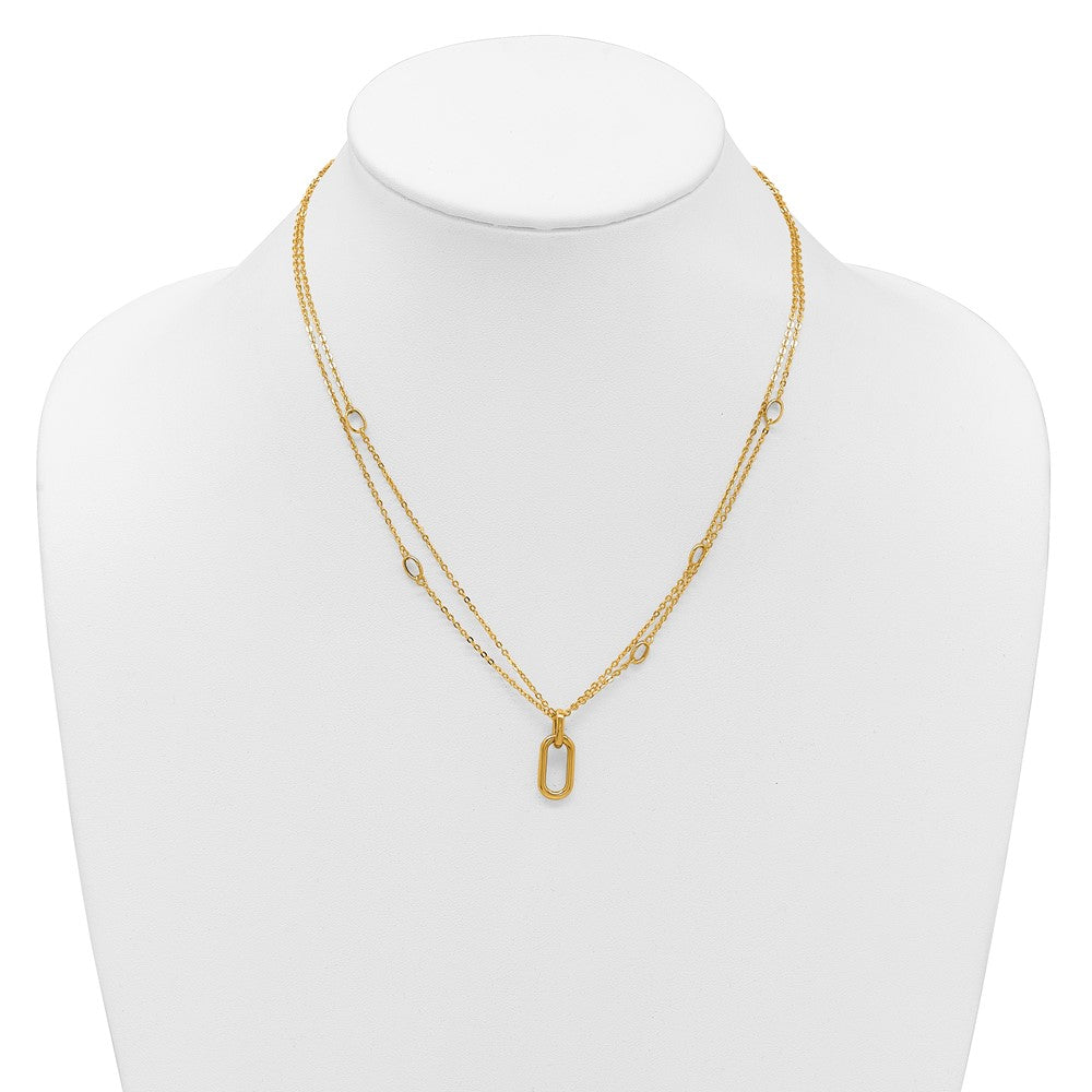 14K Polished Fancy Two-Strand Link Necklace