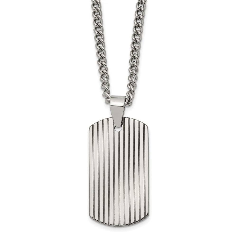 Tungsten Polished Dog Tag 22in Necklace