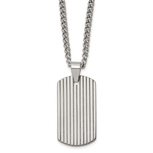 Tungsten Polished Dog Tag 22in Necklace