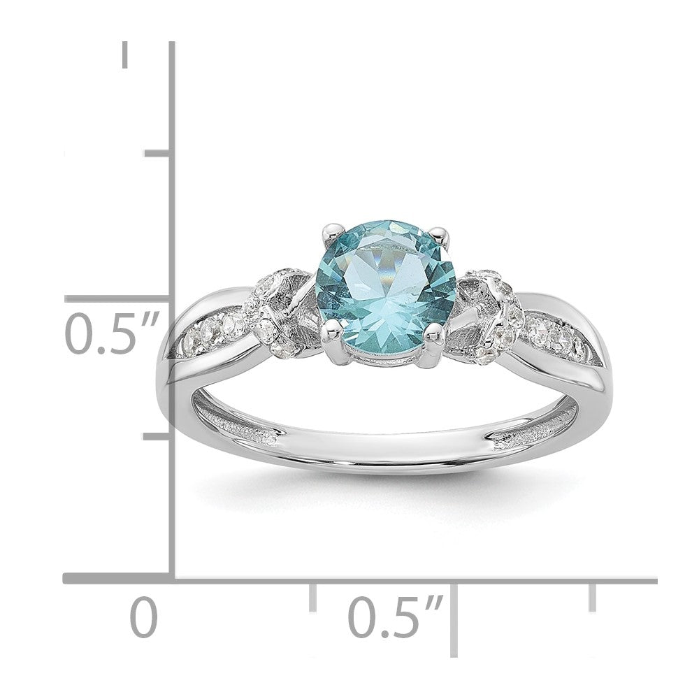Cheryl M Sterling Silver Rhodium-plated Brilliant-cut Blue Glass and White CZ Ring