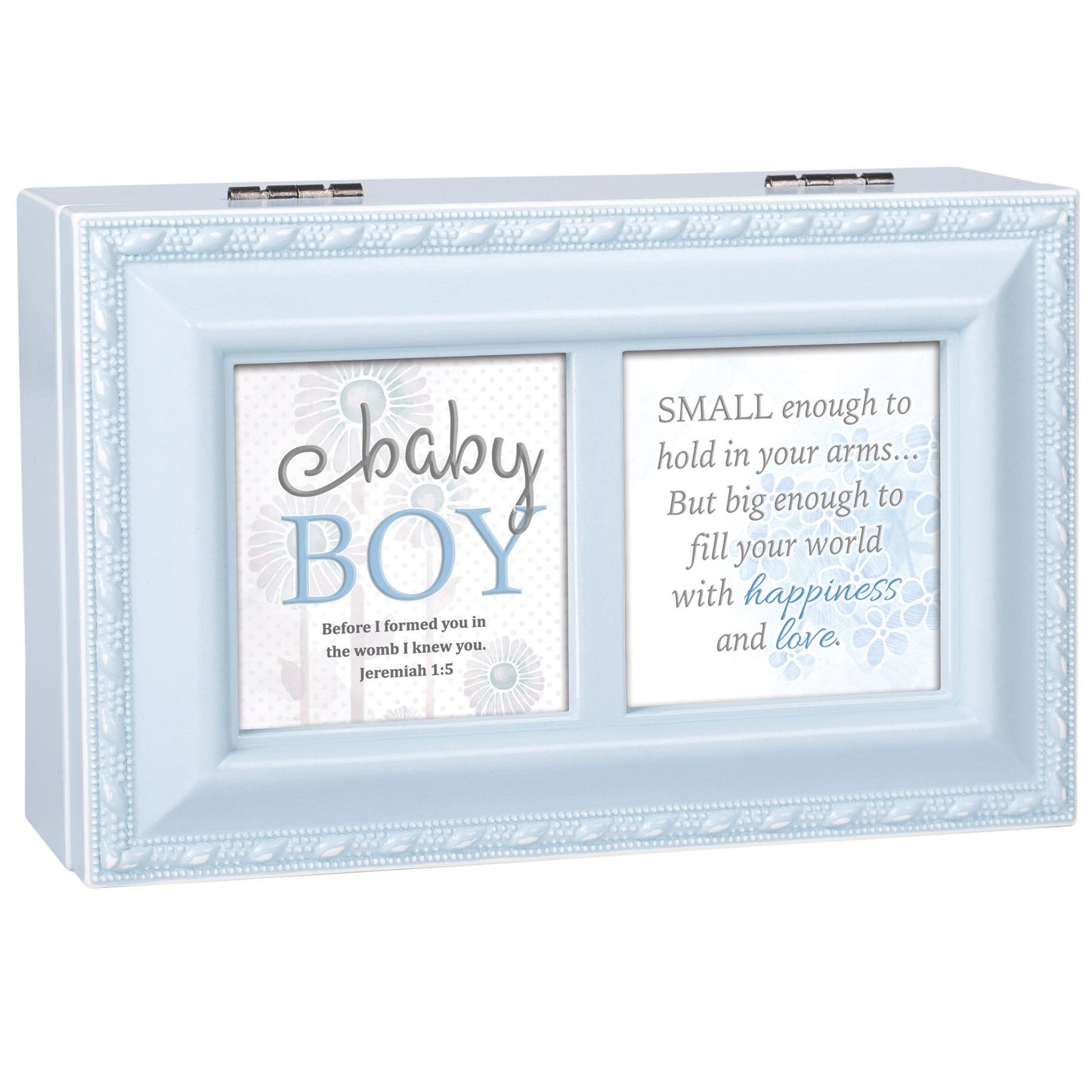 Treasured Wishes Baby Blue Baby Boy Resin Music Box: JESUS LOVES ME QGM22883