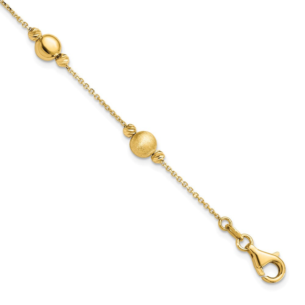 14K D/C Scratch Finish Polished Bracelet 7.5  inches