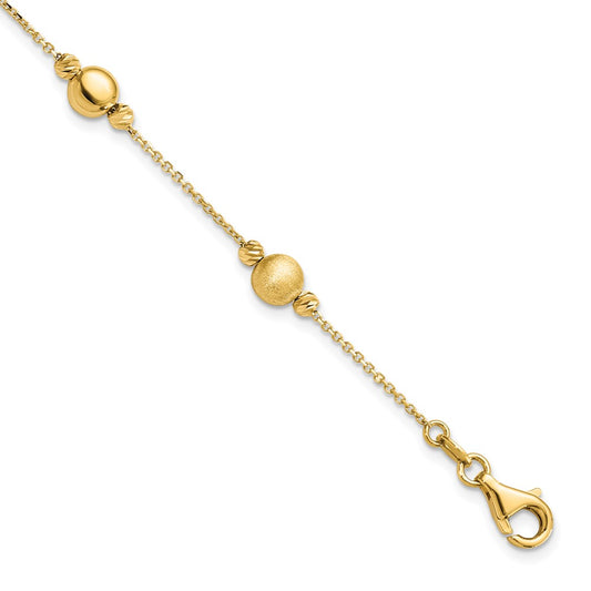 14K D/C Scratch Finish Polished Bracelet 7.5  inches