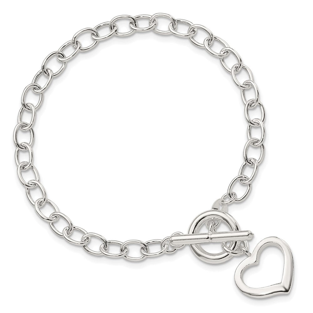 Sterling Silver Open Link Heart Bracelet 8.5 inches