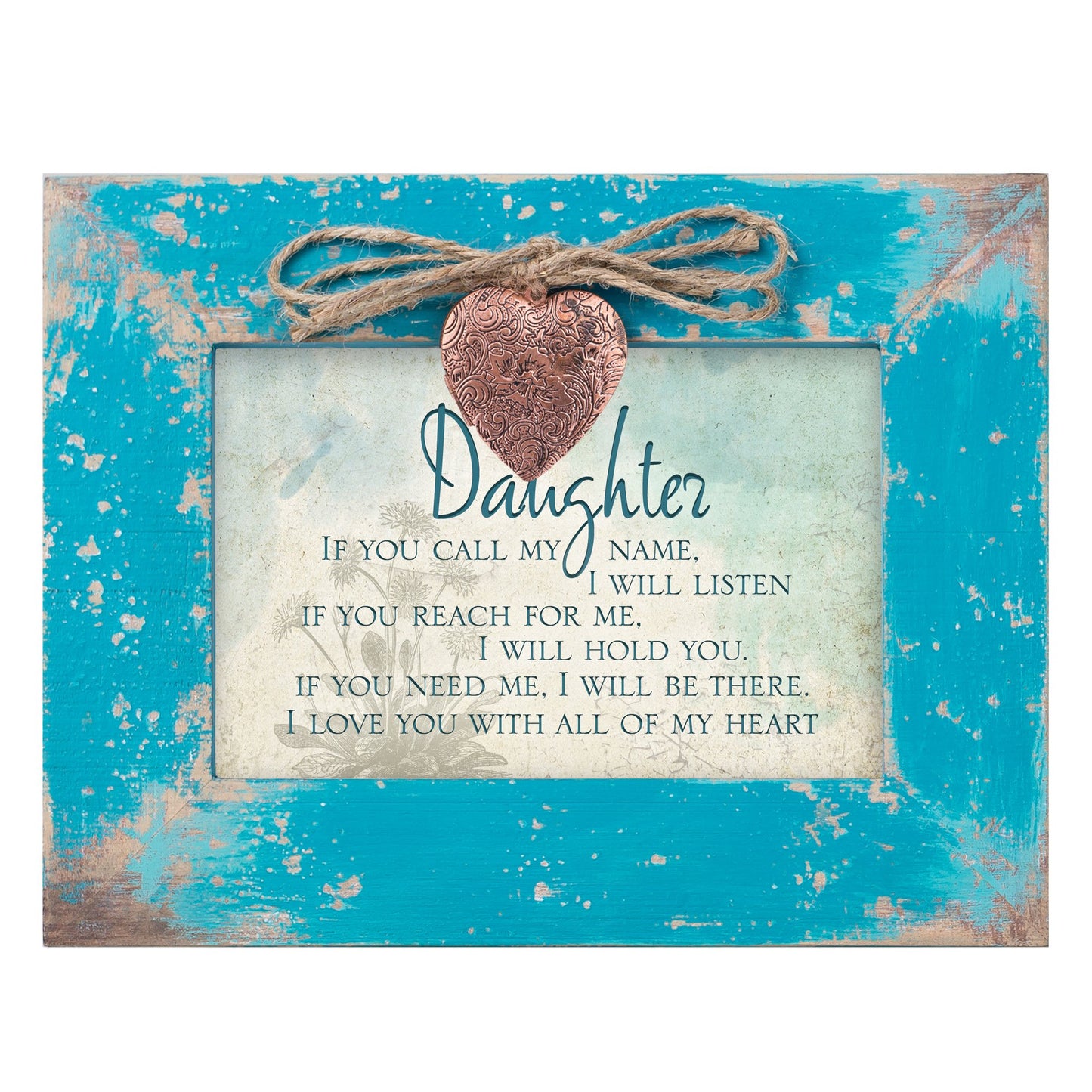 Daughter Love You All My Heart Teal Wood Locket Jewelry Music Box Plays Tune Wonderful World