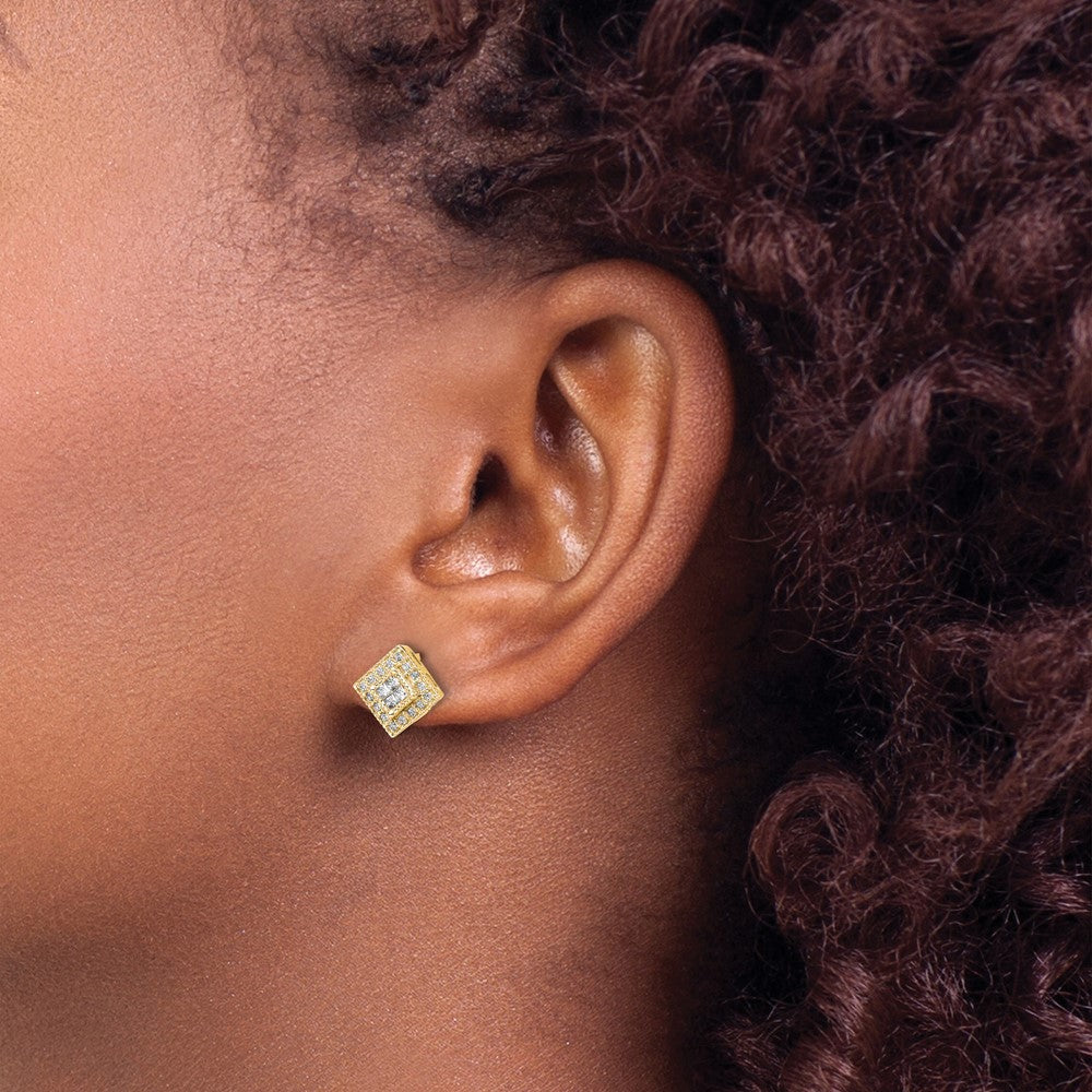 14k Polished Diamond Post Earrings