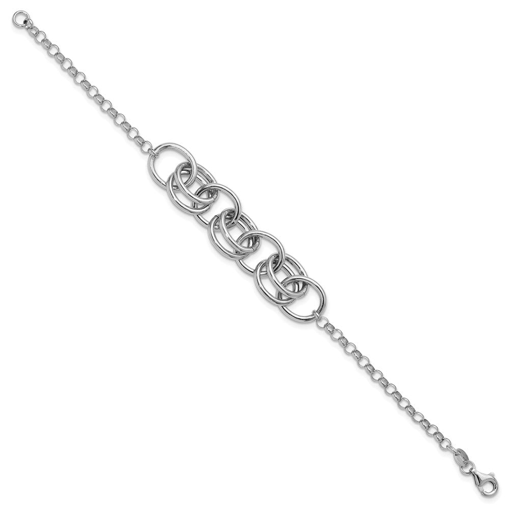 Sterling Silver Rhodium-plated Fancy Link Bracelet 7.5  inches