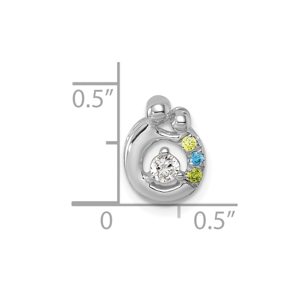 14k WG 3 Birthstone and Dia Mother/Child Chain Slide Semi-mount