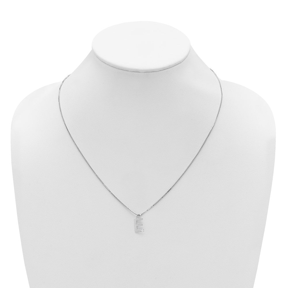 White Ice Sterling Silver Rhodium-plated 18 inch Diamond Letter E Initial Necklace plus 2 inch Extender 18 Inches