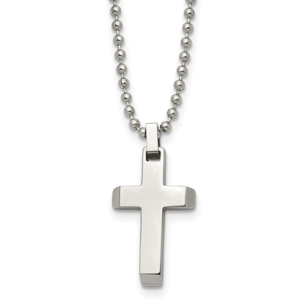 Stainless Steel Polished Cross 20in Necklace