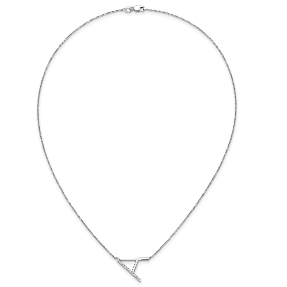 14K White Gold Sideways Diamond Initial A Necklace