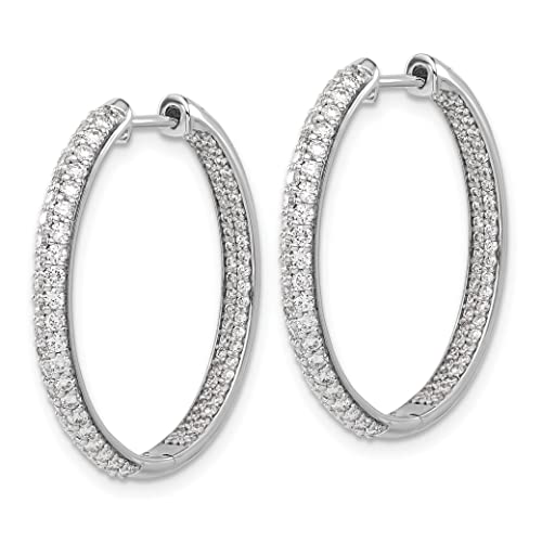14k White Gold 2-row 1.5 carat Diamond In/Out Hinged Hoop Earrings