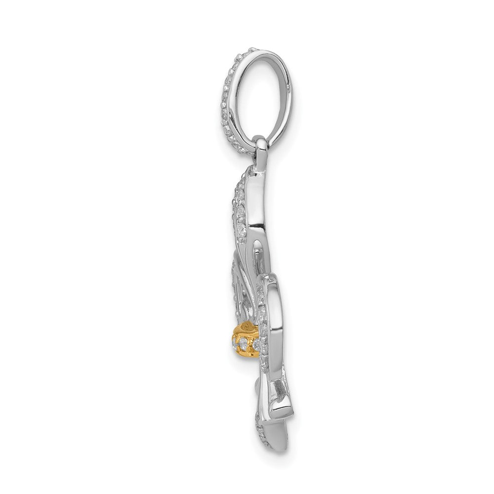 14k Two Tone 1/5 carat Lab Grown Diamond VS/SI+ G+ Fleur De Lis Pendant