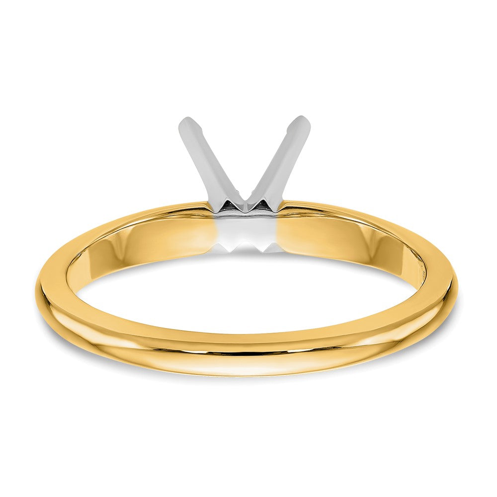 14k Two-Tone 3/4 carat Lightweight Knife Edge/Half-Round 4-Prong Round Solitaire Ring Mounting