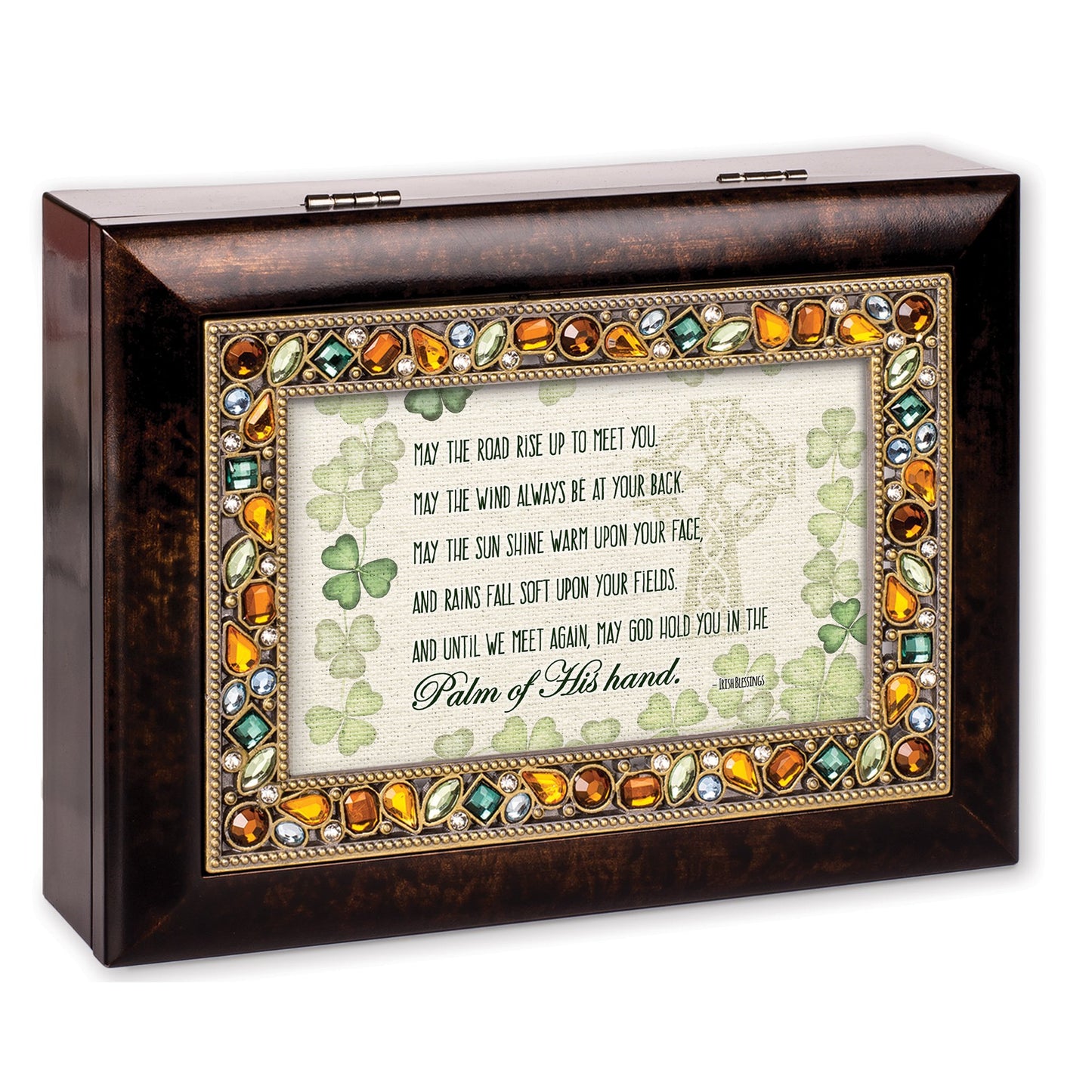 8" Brown and Green "MAY THE ROAD RISE" Wind Up Music Box