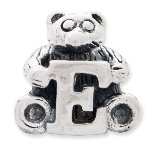 925 Sterling Silver Artisan Oxidized Reflections Letter Name Personalized Monogram Initial E Bead Charm 7.27x7.27mm Wide