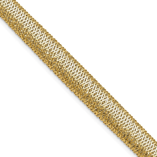 14K Polished Woven Dome Bracelet 7.5  inches