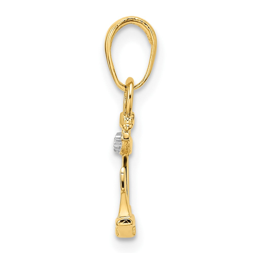14k/White Rhodium D/C Anchor Pendant