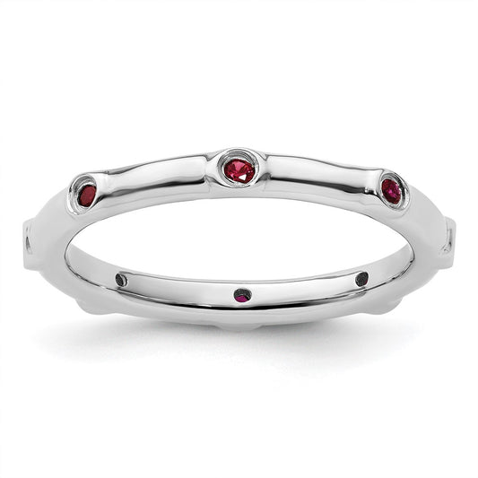 Sterling Silver Stackable Expressions Created Ruby Ring Size -10