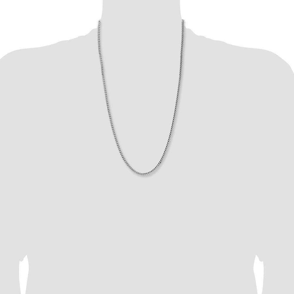 Sterling Silver Rhodium-plated 4mm Domed w/ Side D/C Curb Chain 26 Inches