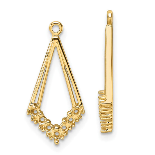 14k Diamond Shaped Diamond Earrings Jacket Mountings