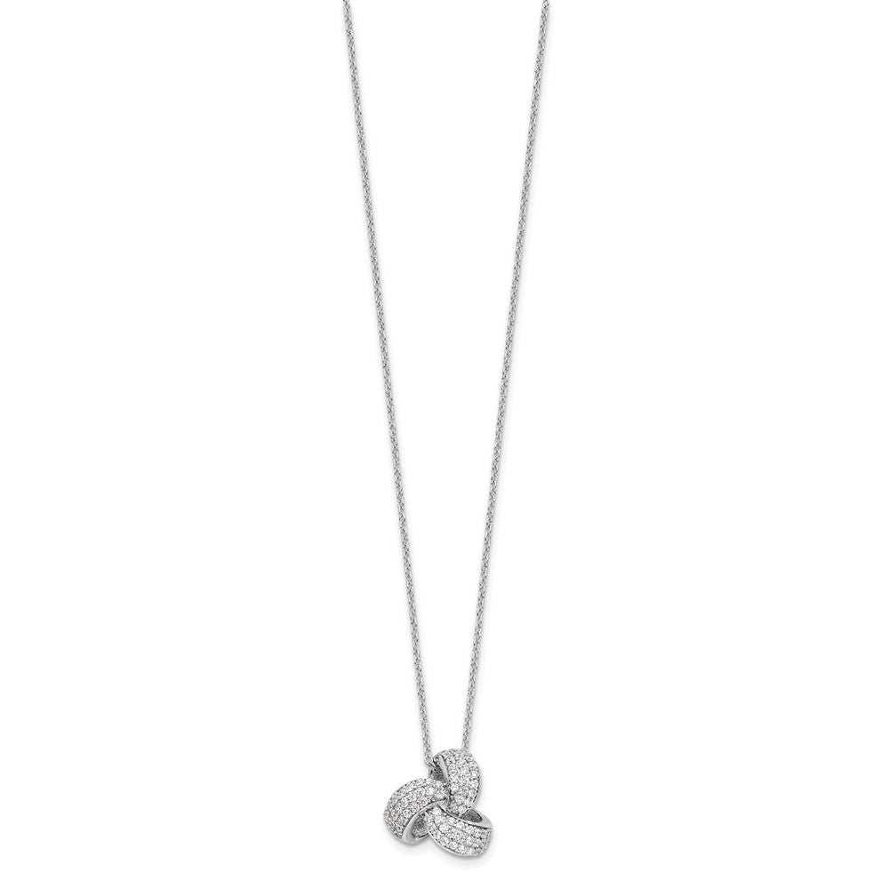 Cheryl M Sterling Silver Rhodium-plated Brilliant-cut Pave CZ Love Knot 18 Inch Necklace with 2 Inch Extender