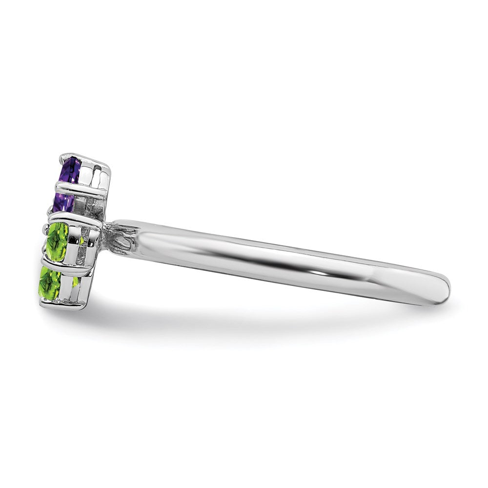 Sterling Silver Stackable Expressions Amethyst & Peridot Butterfly Ring Size -8