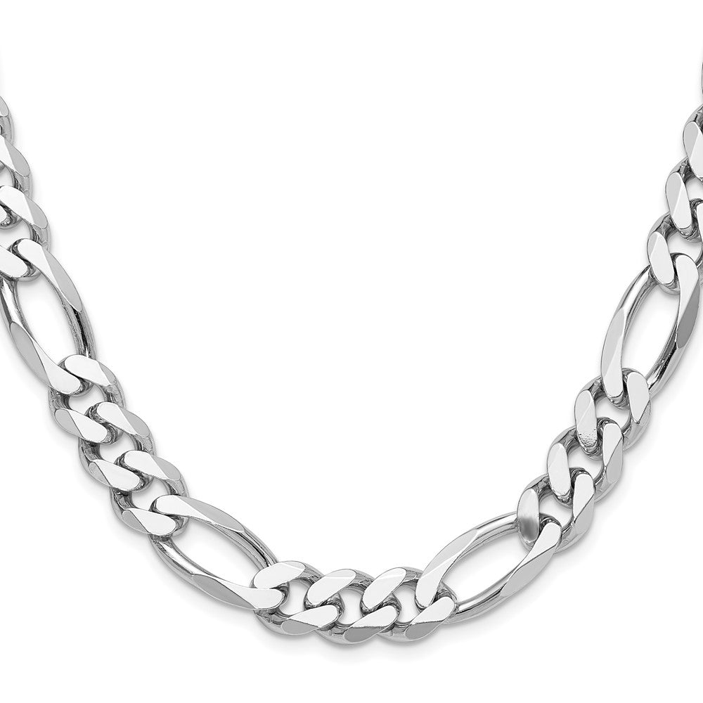 Sterling Silver Rhodium-plated 10.2mm Figaro Chain 24 Inches