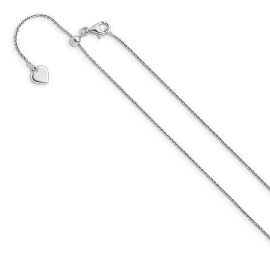 Sterling Silver RH-plated Adjustable .75mm D/C Spiga Chain