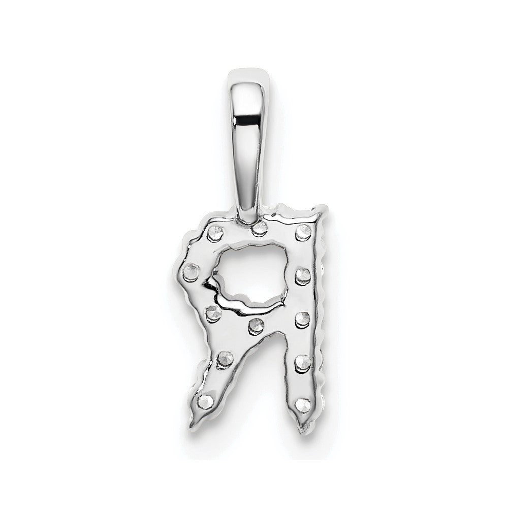 14k White Gold 1/8 carat Lab Grown Diamond VS/SI+ G+ Letter R Initial Pendant