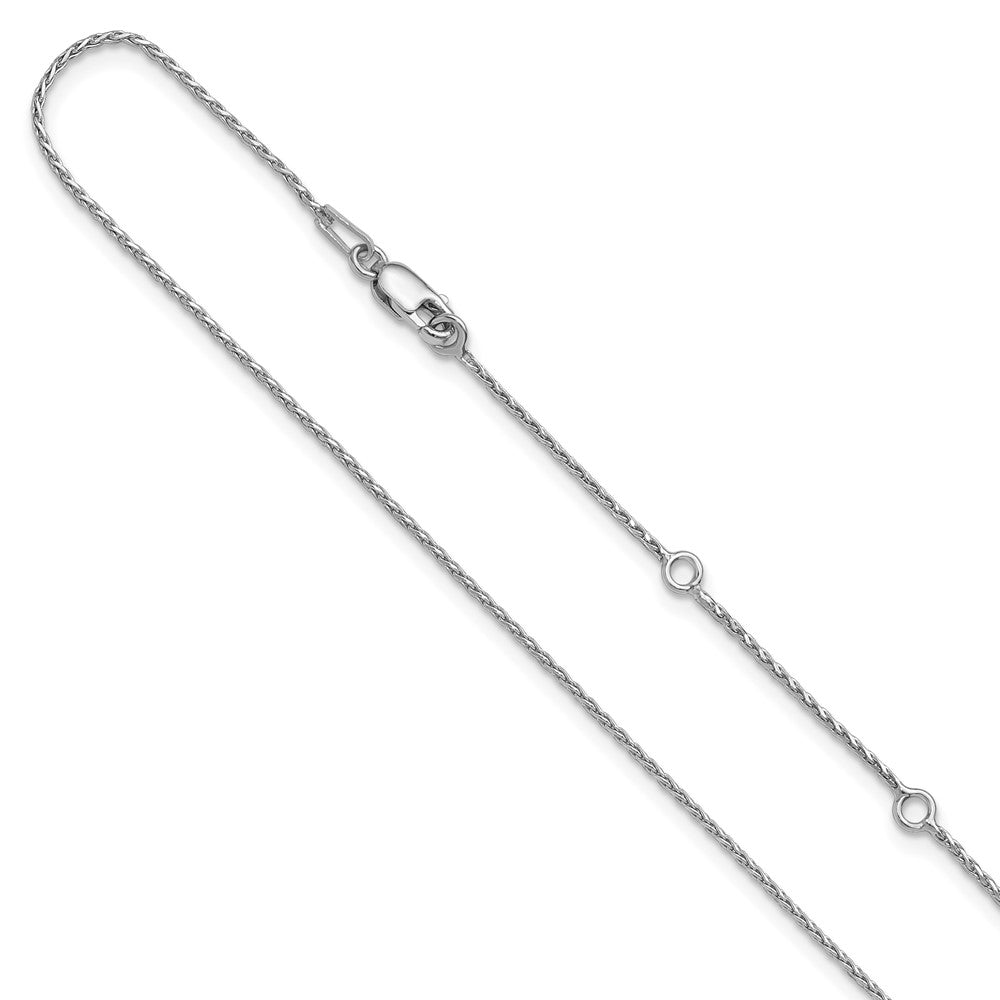 Sterling Silver RH-plt 1mm D/C Spiga 1in+1in Adjustable Chain