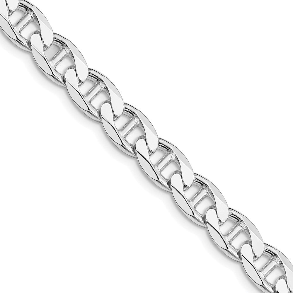 Sterling Silver Rhodium-plated 7.4mm D/C Flat Anchor Curb Chain 24 Inches