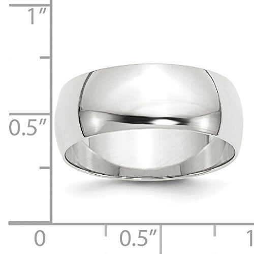 10k White Gold 8mm Lightweight Half Round Wedding Band Size 11.5