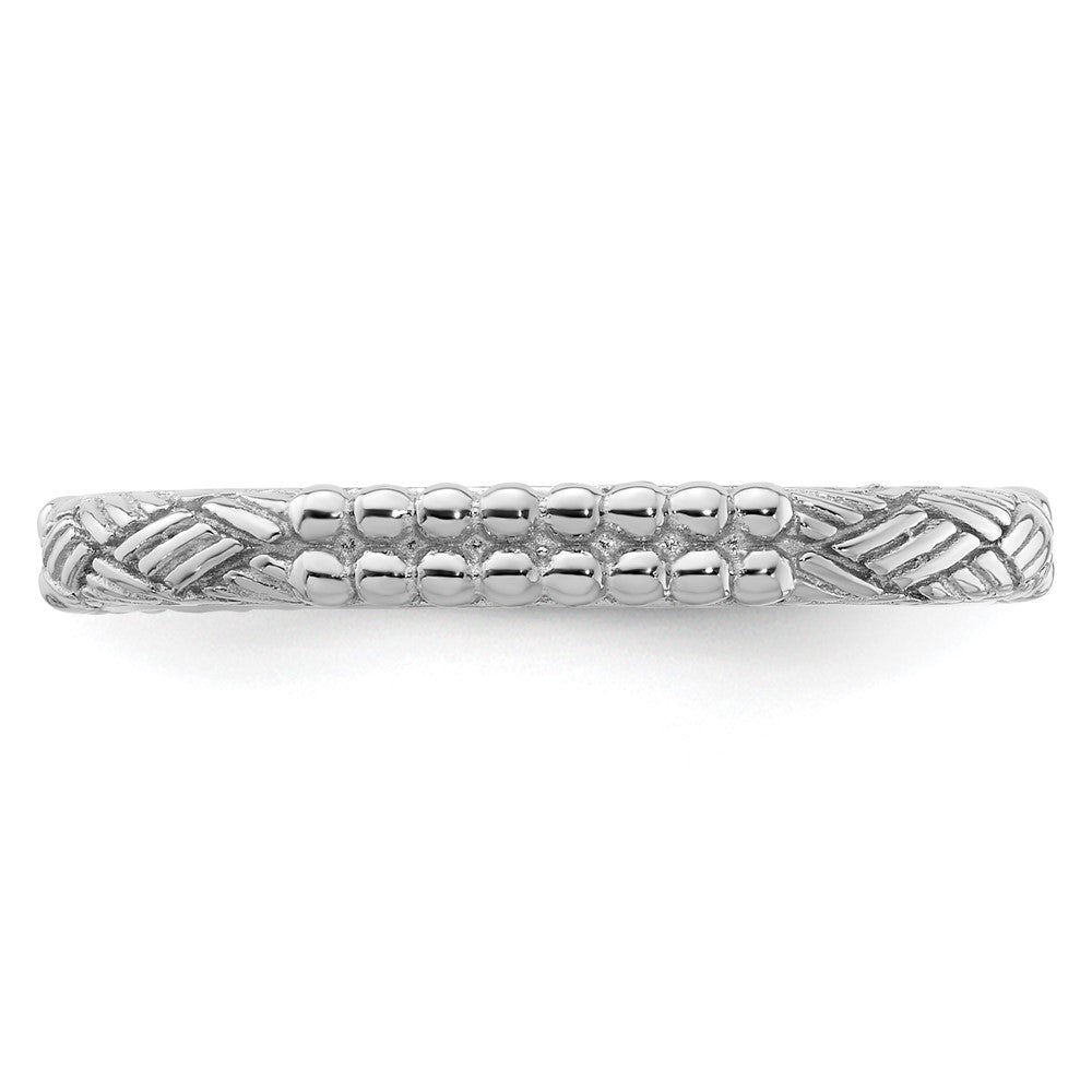 Sterling Silver Stackable Expressions Rhodium-plated Patterned Ring Size -8