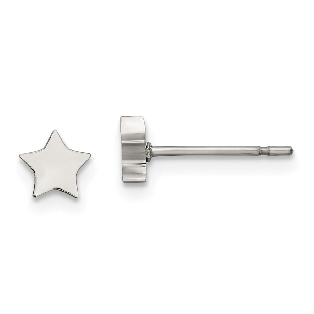 Stainless Steel Polished Star Post Earrings
