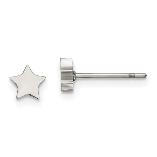 Stainless Steel Polished Star Post Earrings