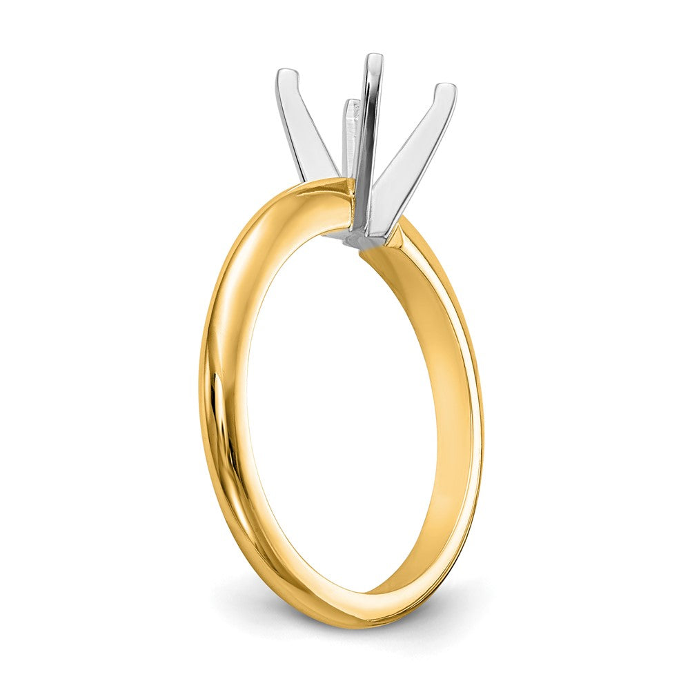 14k Two-Tone 1/3 carat Heavy-Weight Half-Round 4-Prong Round Solitaire Ring Mounting