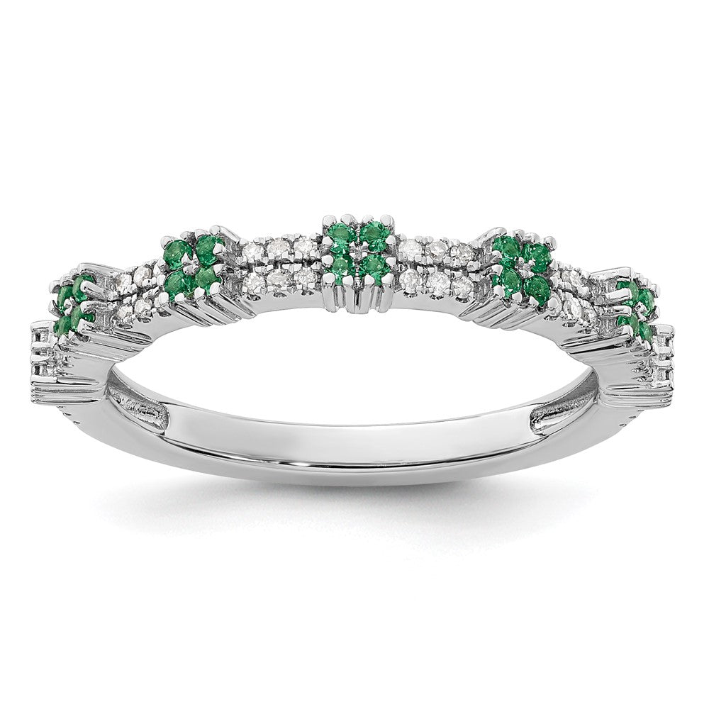 Sterling Silver Stackable Expressions Created Emerald & Diamond Ring