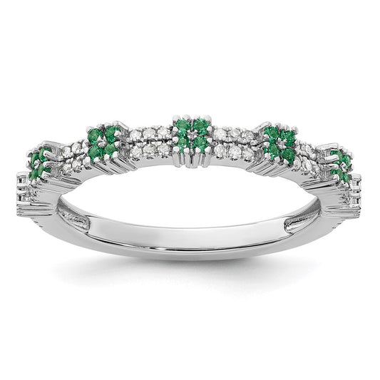 Sterling Silver Stackable Expressions Created Emerald & Diamond Ring