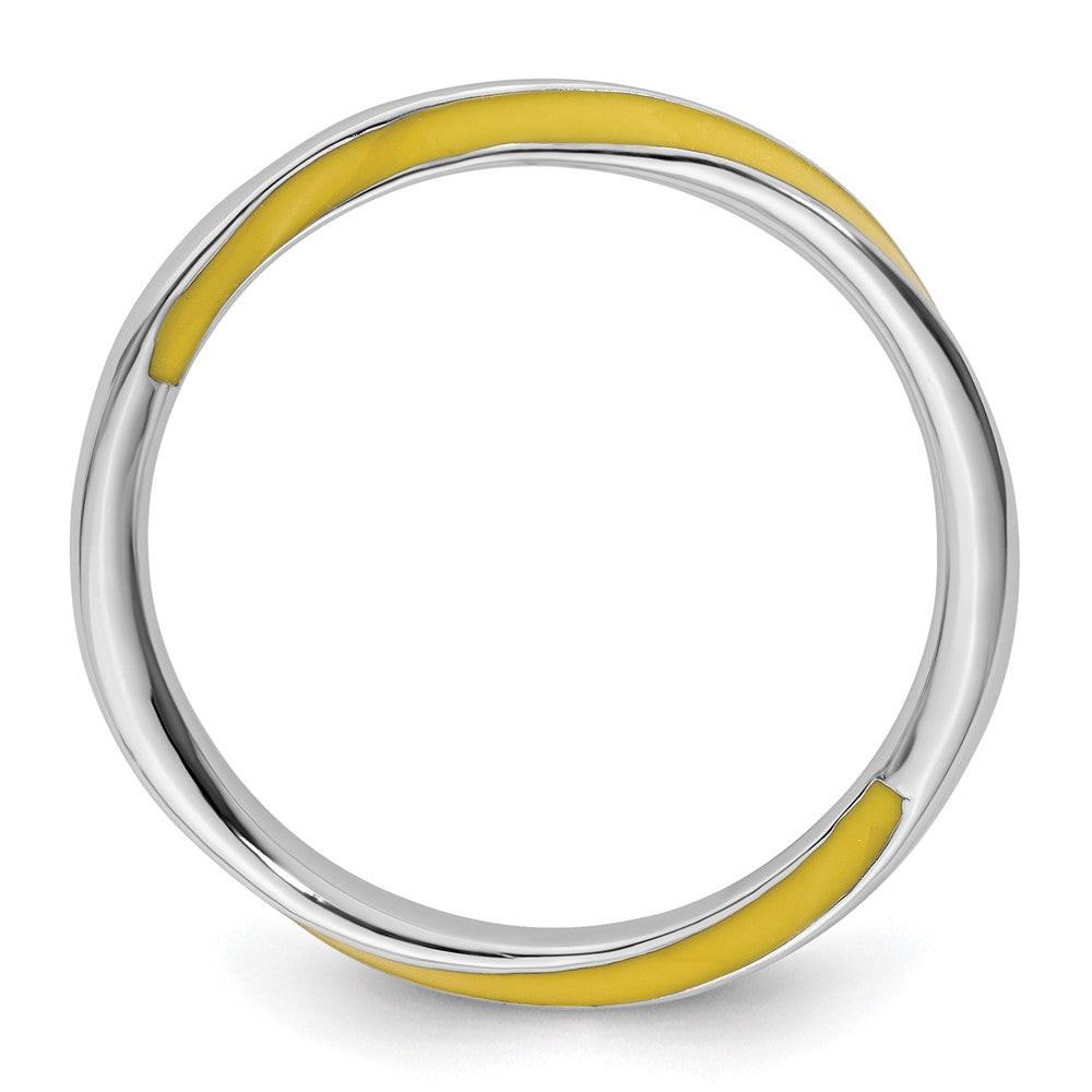 Sterling Silver Stackable Expressions Twisted Yellow Enameled Ring Size -9