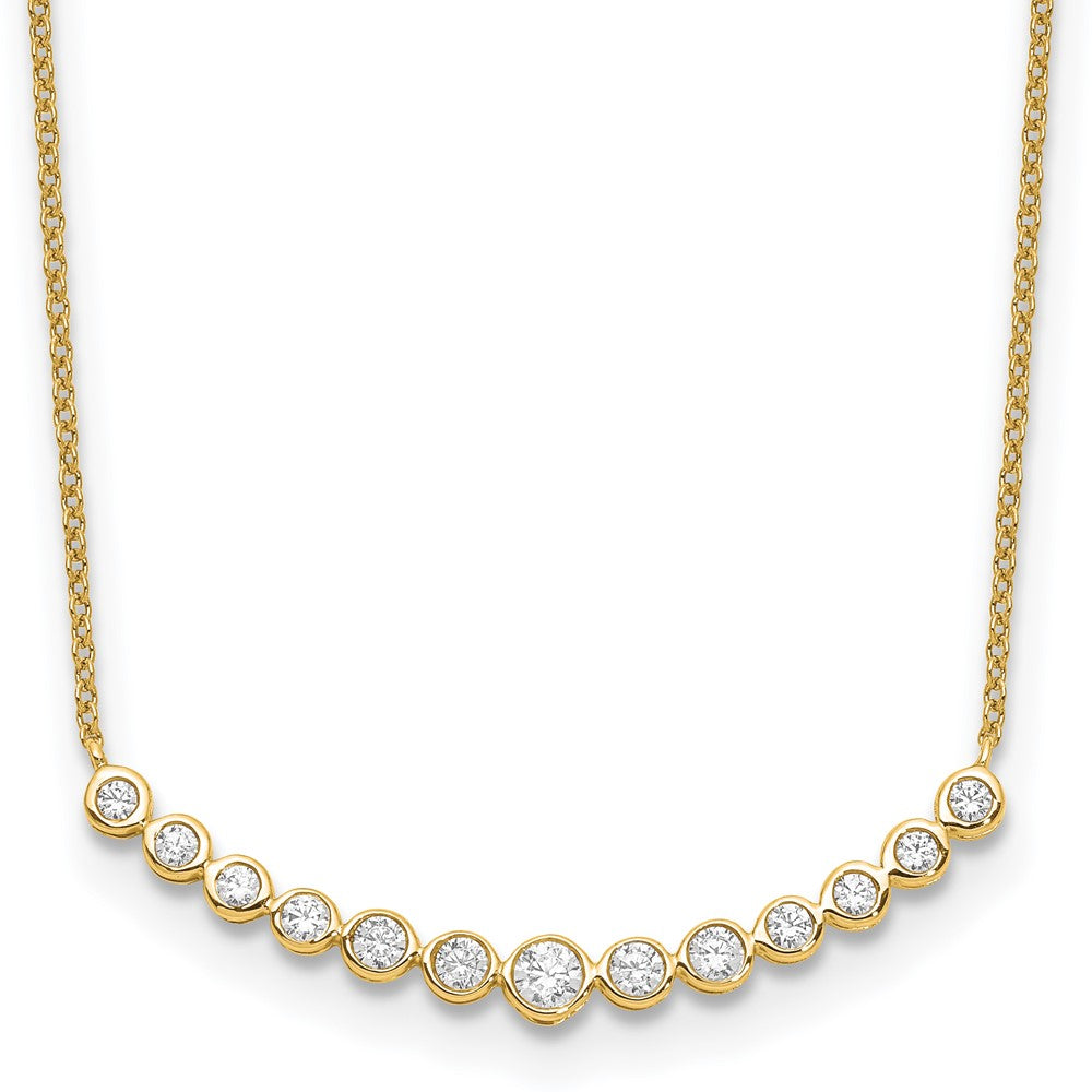 True Origin 14K 1/2 carat Lab Grown Diamond VS  D E F 18 inch Graduated Curved Bar Necklace