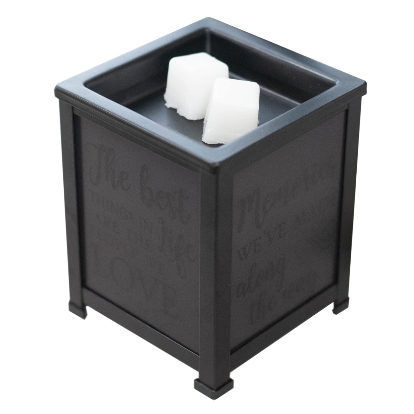 Elanze Designs Best Life Love Black Metal Electrical Wax Tart and Oil Glass Lantern Warmer