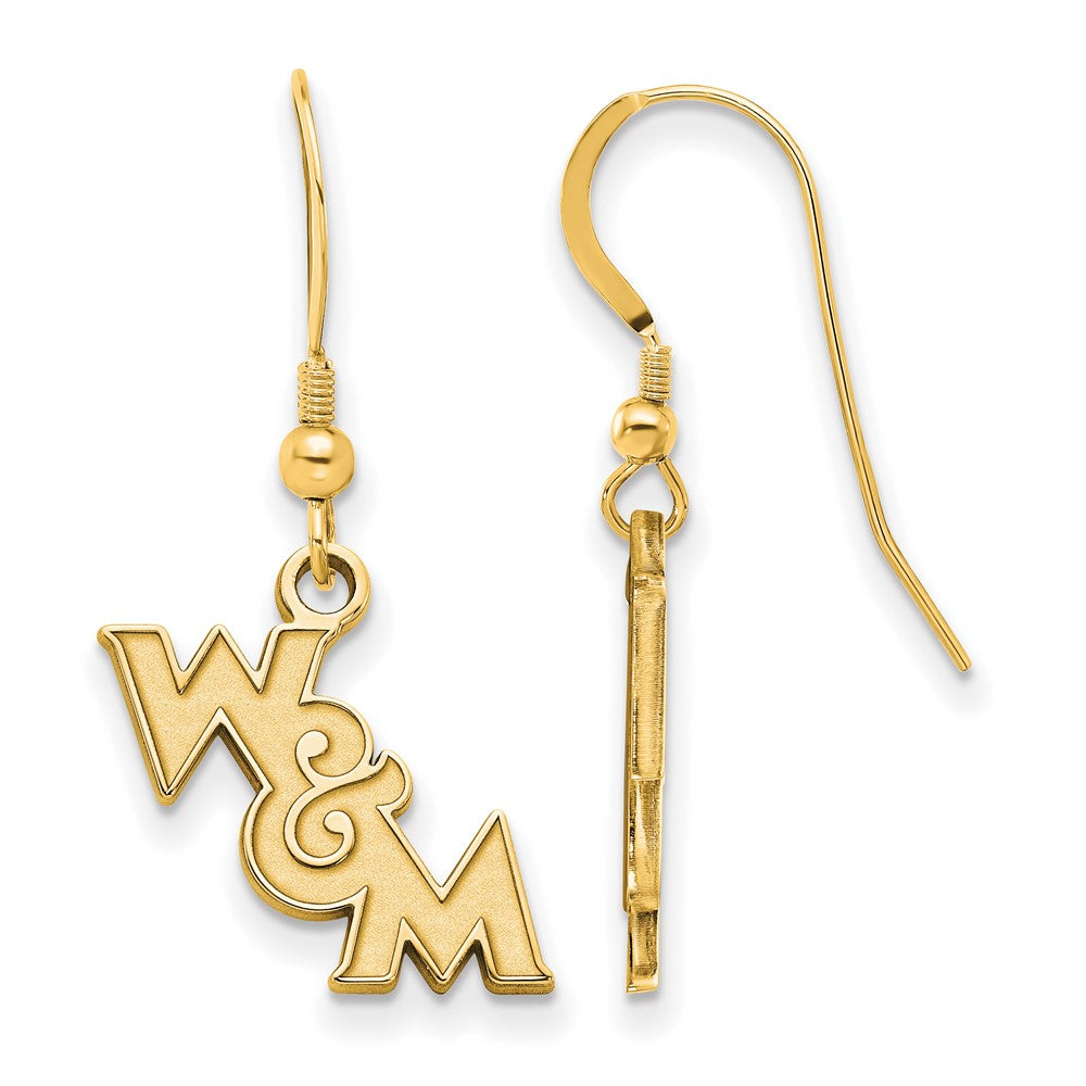 Sterling Silver Gold-plated LogoArt College of William and Mary Extra Small Dangle Wire Earrings