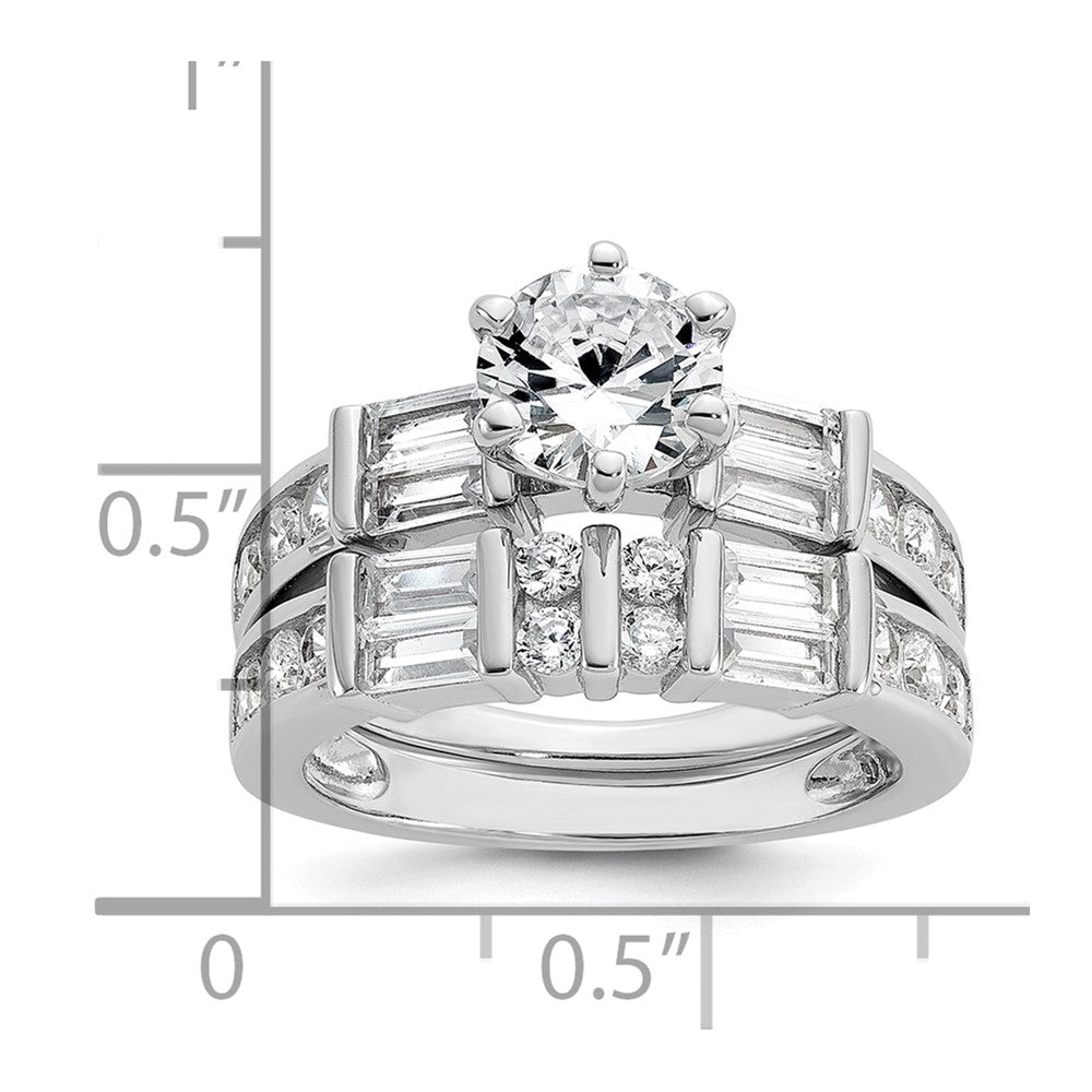 Cheryl M Sterling Silver Rhodium-plated Polished CZ Ring Set